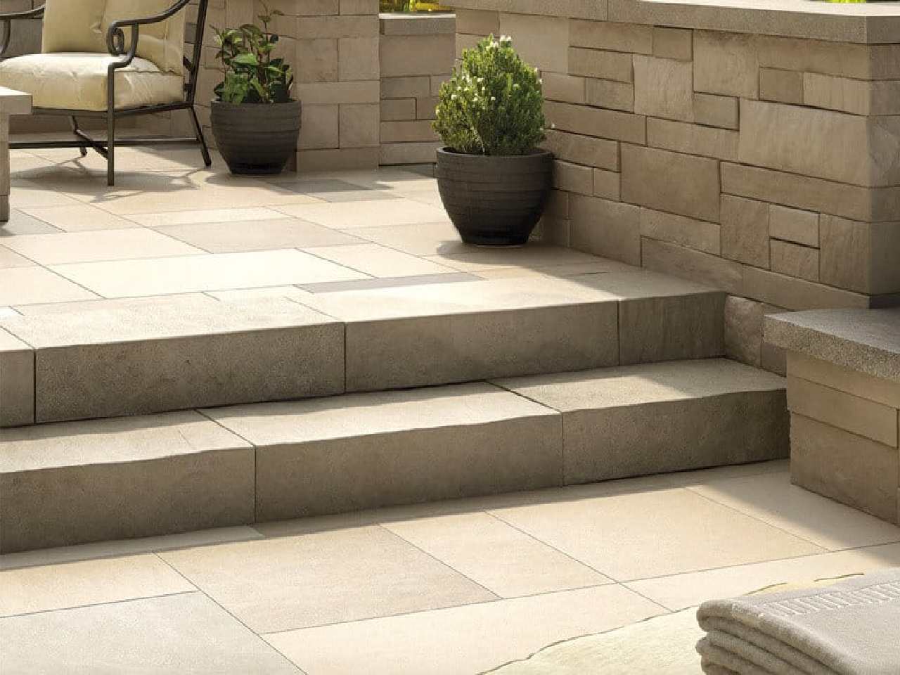 outdoor limestone paving